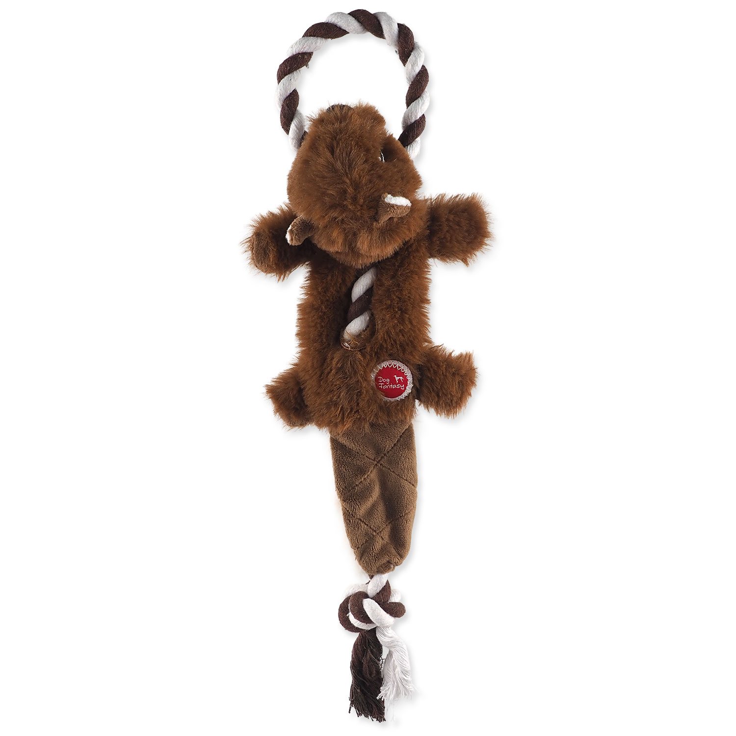 Hračka Dog Fantasy Skinneeez Veverka s provazem 35cm-KS
