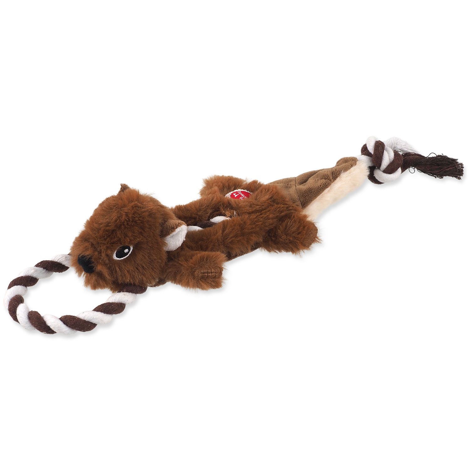 Hračka Dog Fantasy Skinneeez Veverka s provazem 35cm-KS