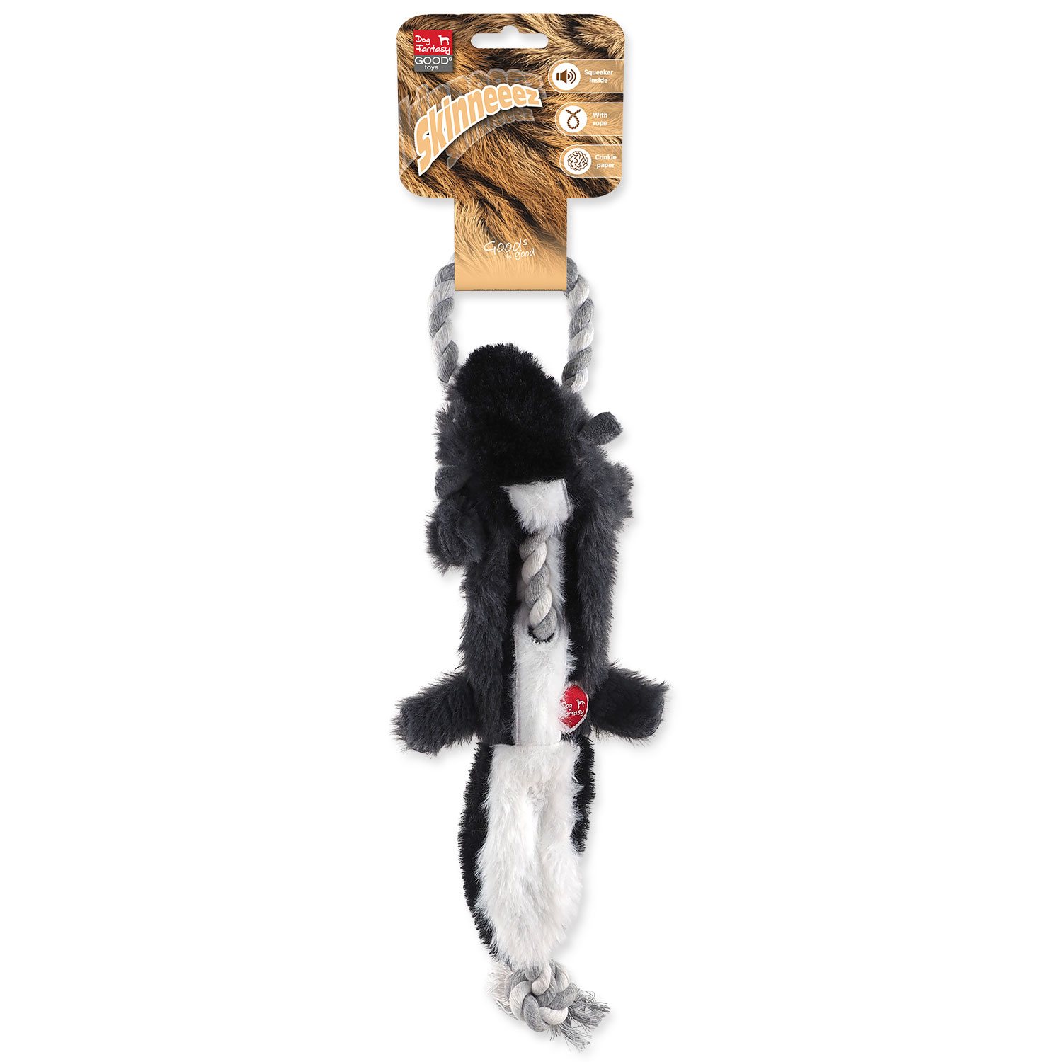 Hračka Dog Fantasy Skinneeez Skunk s provazem 35cm-KS