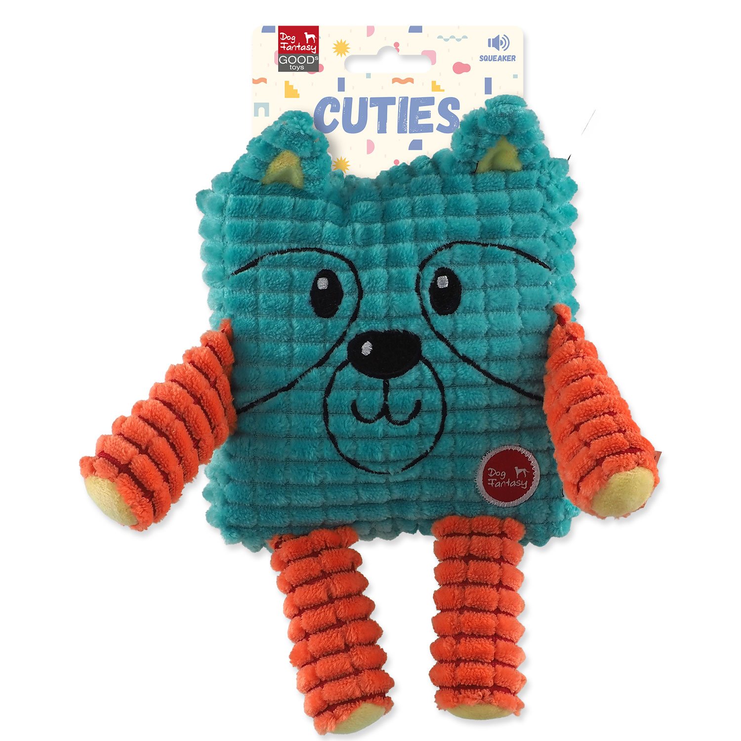 Hračka Dog Fantasy Cuties Čtvercové zvířátko, petrolejově zelené 12,5cm-KS