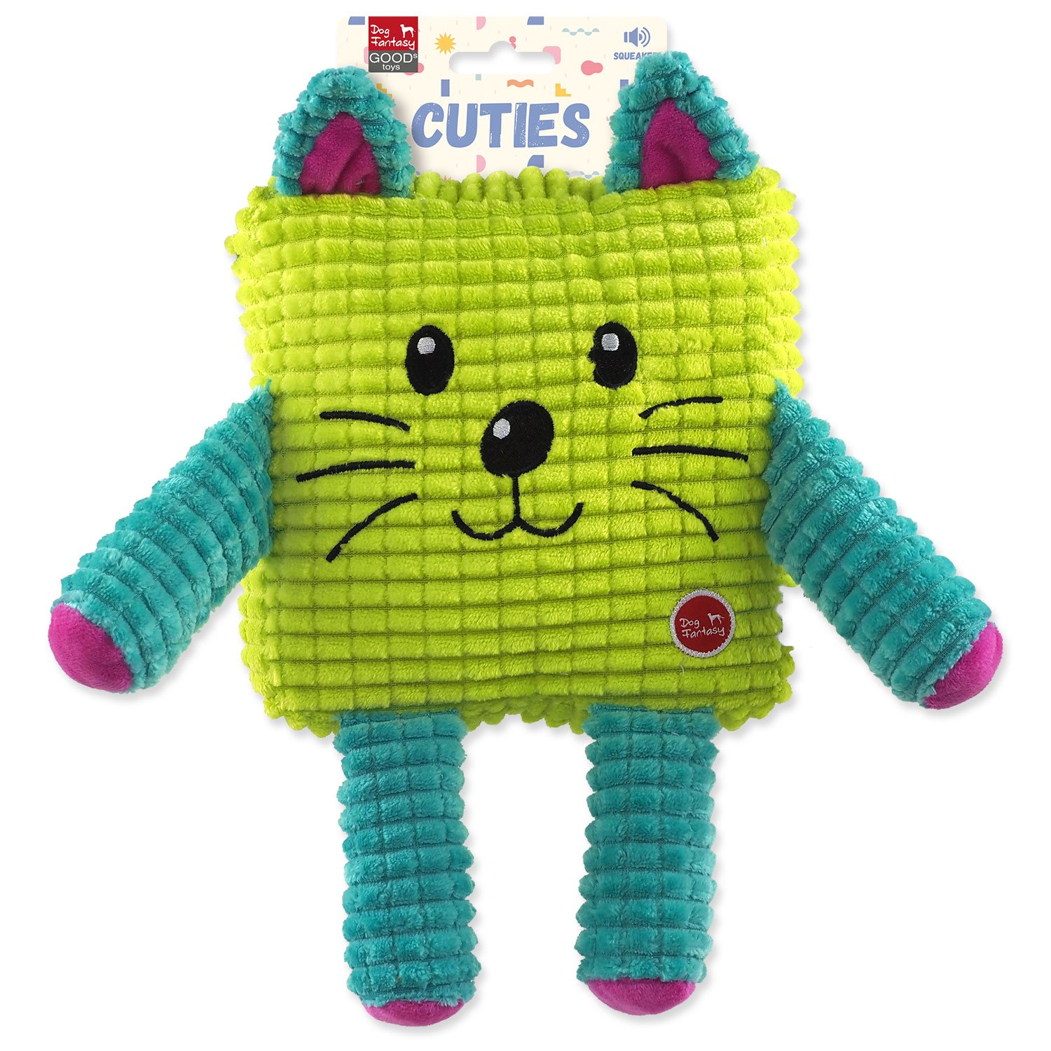 Hračka Dog Fantasy Cuties Čtvercové zvířátko, žluté 17,5cm-KS