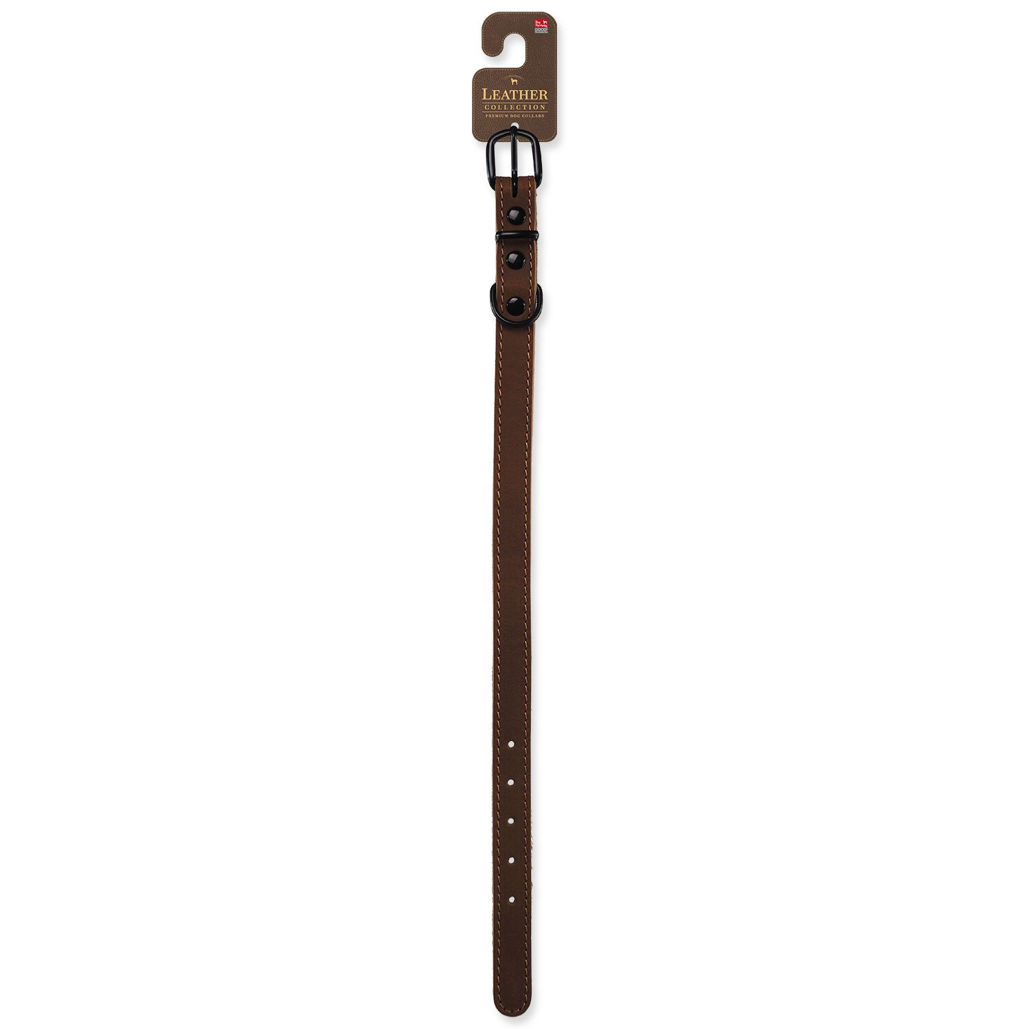 Obojek Dog Fantasy ZUBR kožený koňak 2x47cm-KS