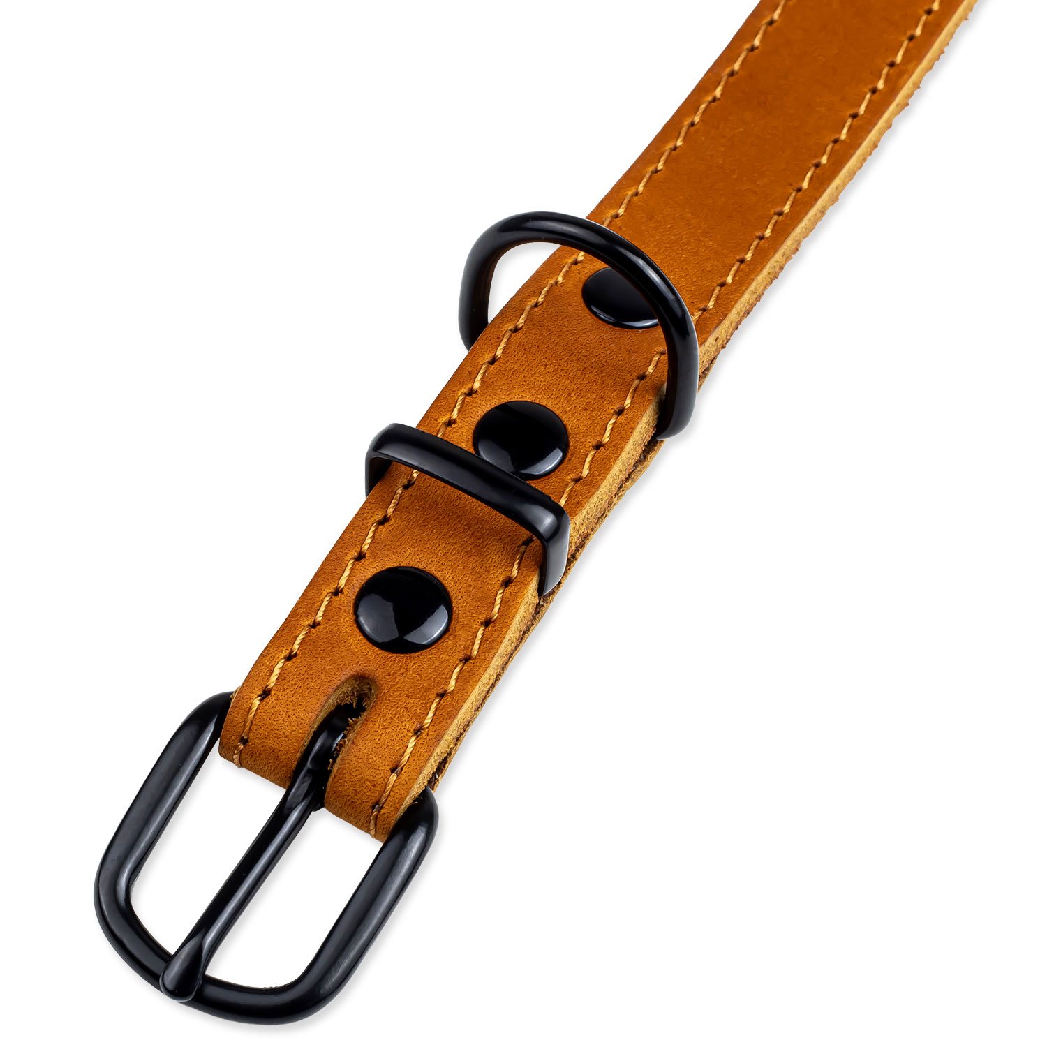 Obojek Dog Fantasy ZUBR kožený koňak 2x47cm-KS