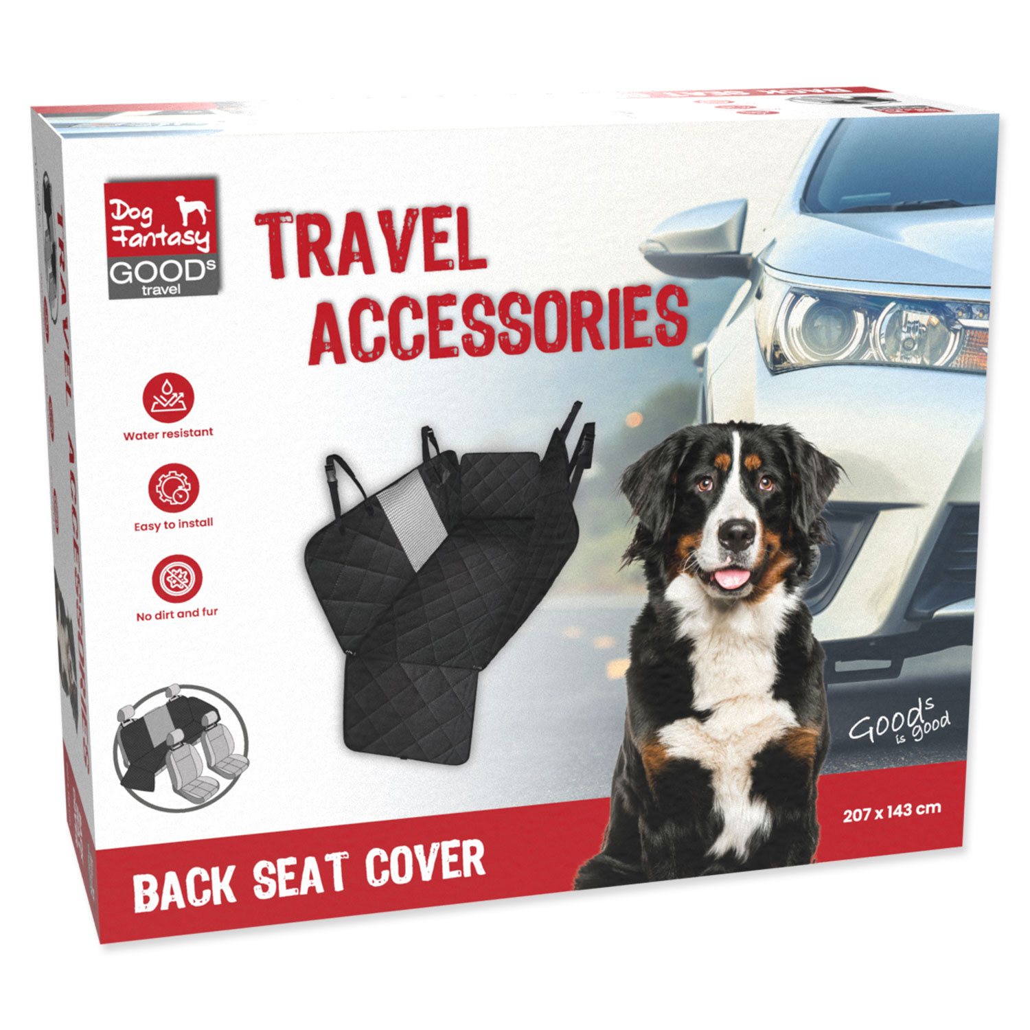 Potah Dog Fantasy na zadní sedadlo uzavíratelné boky  207x143cm-KS