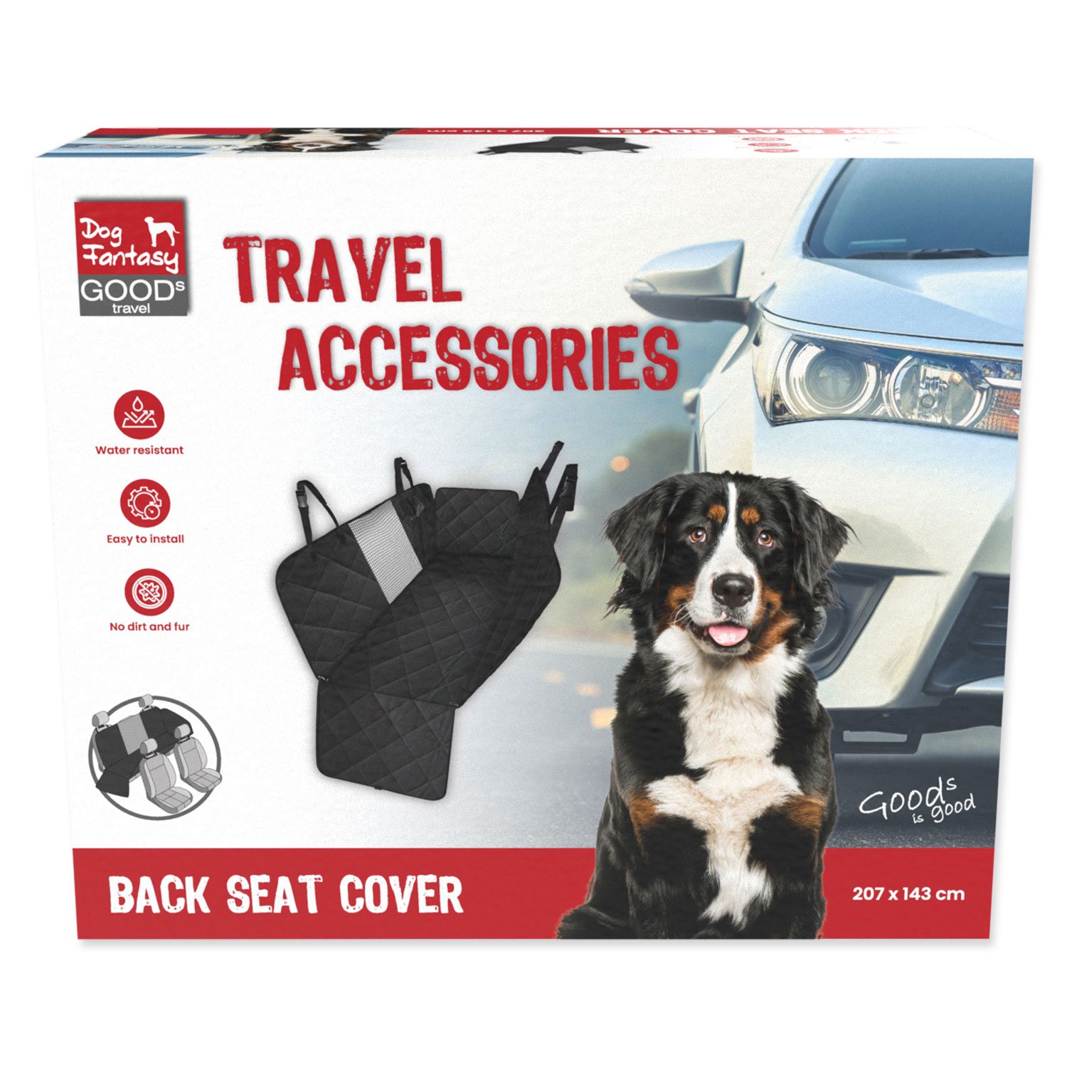 Potah Dog Fantasy na zadní sedadlo uzavíratelné boky  207x143cm-KS