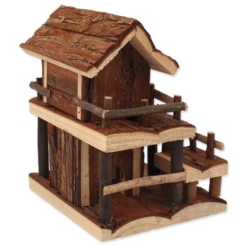Domek Small Animals dřevěný jednopatrový s kůrou 17x15x20cm-KS
