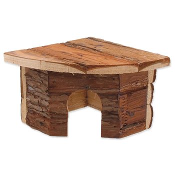 Domek Small Animals Rohový dřevěný s kůrou 16x16x11cm-KS