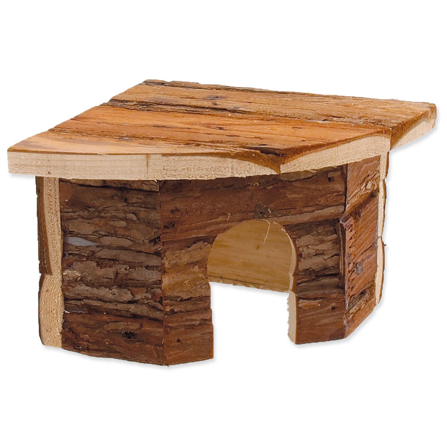 Domek Small Animals Rohový dřevěný s kůrou 16x16x11cm-KS