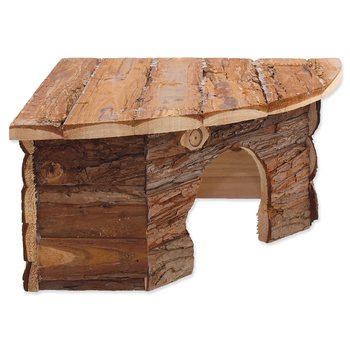 Domek Small Animals Rohový dřevěný s kůrou 30x30x16cm-KS