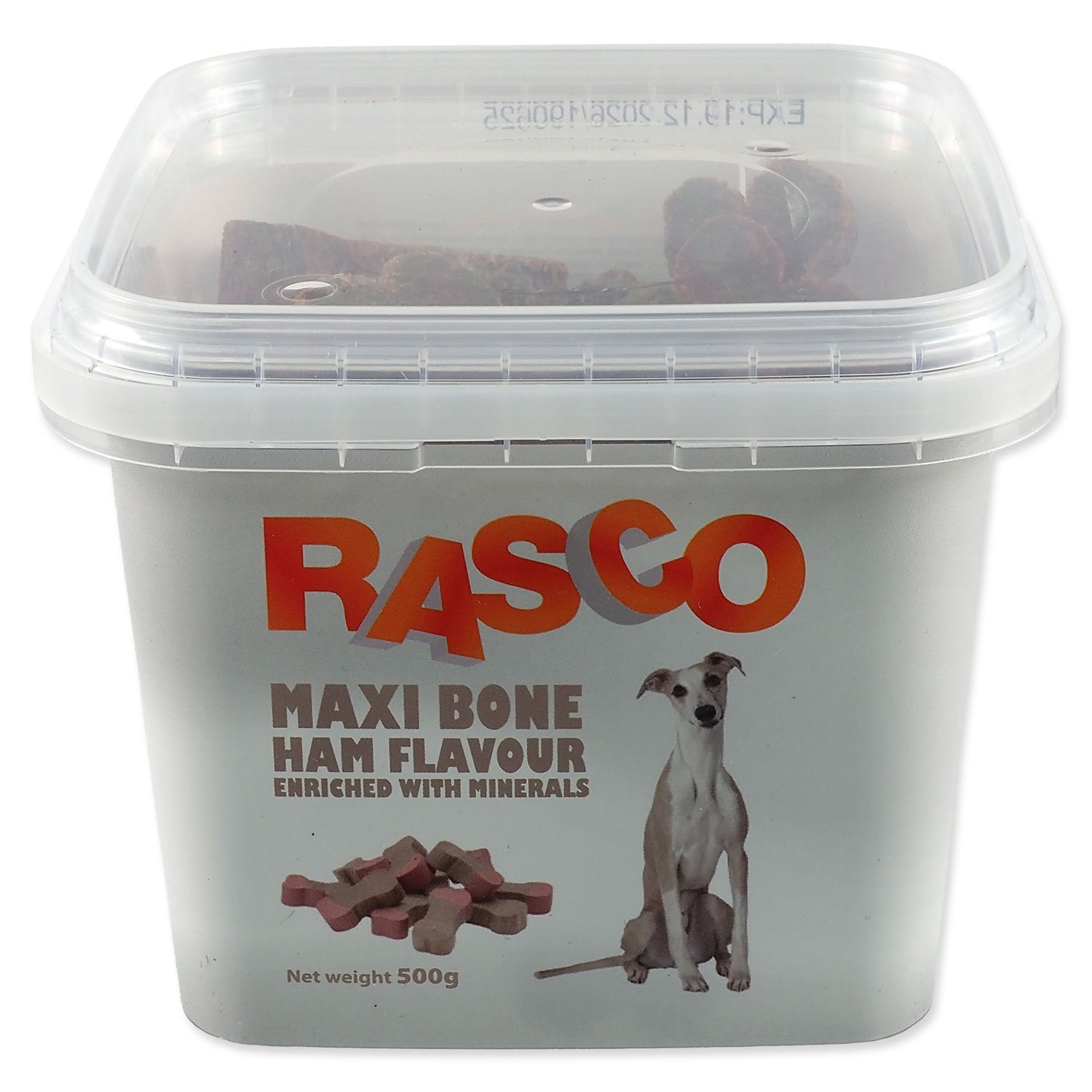 Pochoutka Rasco kalciová kost se šunkou 6cm 500g-KS