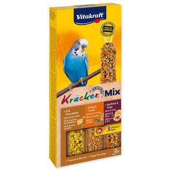 Tyčinky Vitakraft Kracker Trio Mix andulka, s vejci, medem a meruňkami 3ks-KS