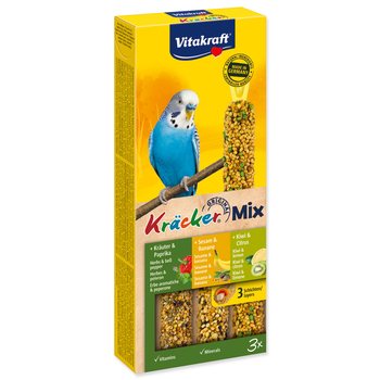 Tyčinky Vitakraft Kracker Trio Mix andulka, s banány, bylinkami a kiwi 3ks-KS