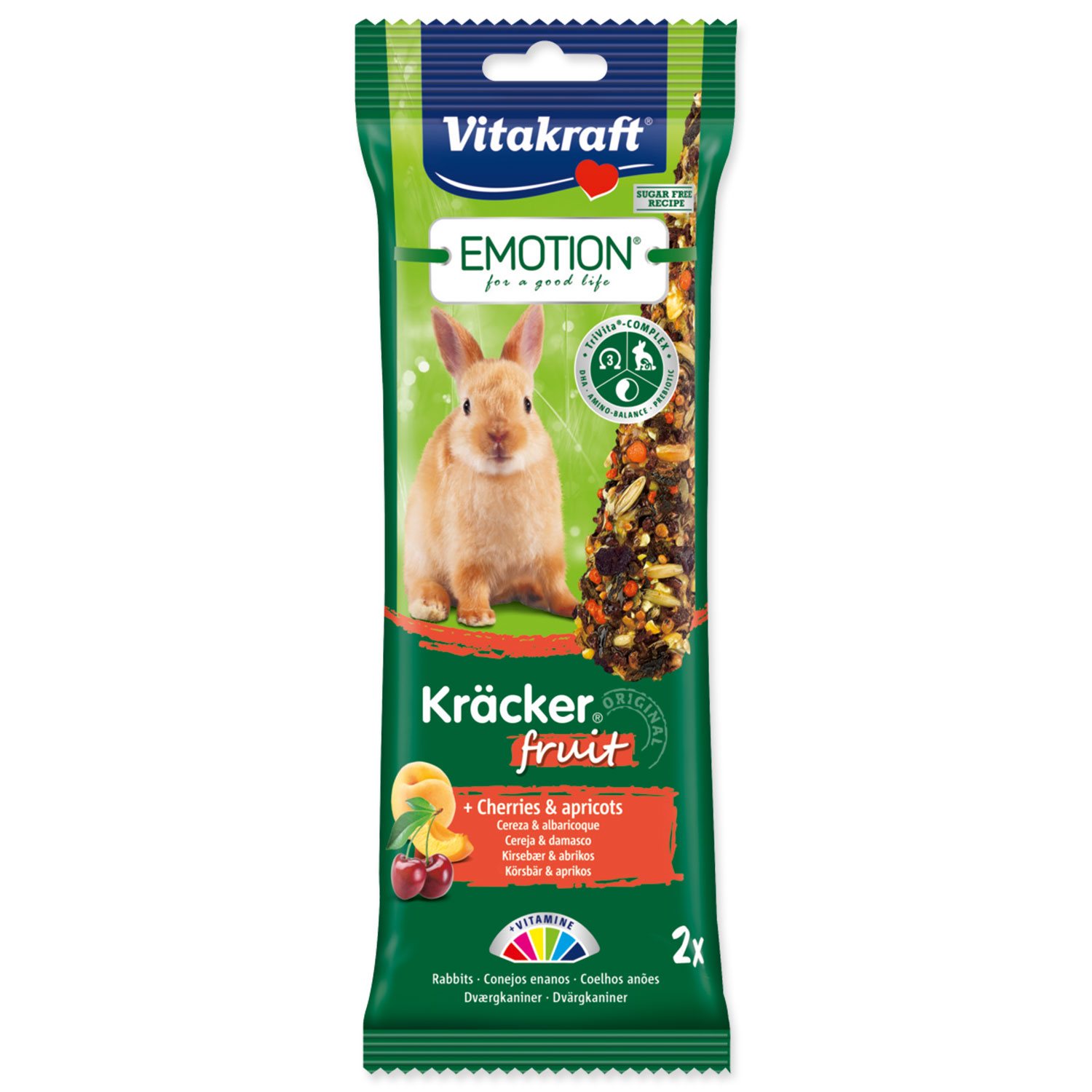 Tyčinky Vitakraft Emotion Kracker králík, s ovocem 2ks-KS