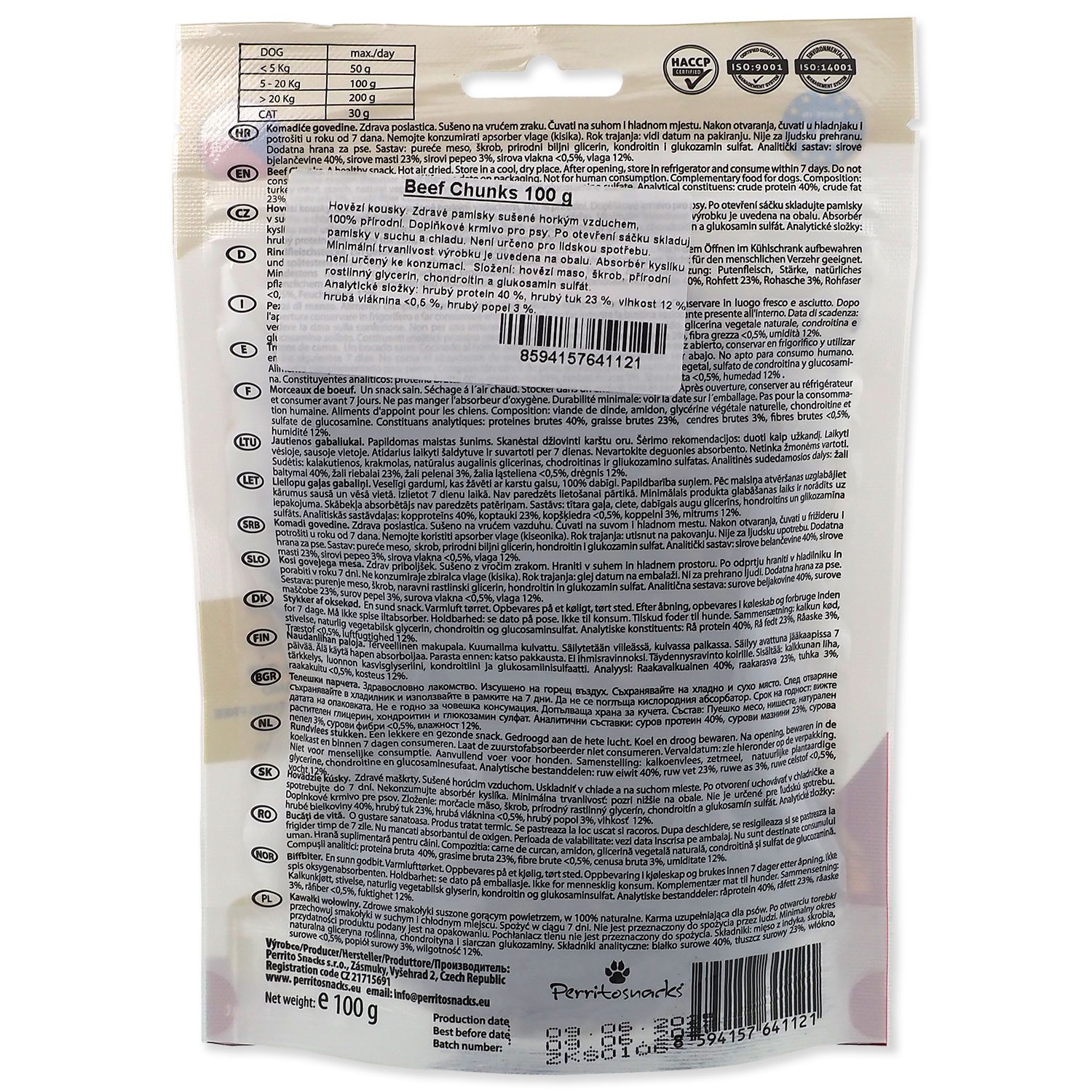 Pochoutka Perrito hovězí kousky 100g-KS