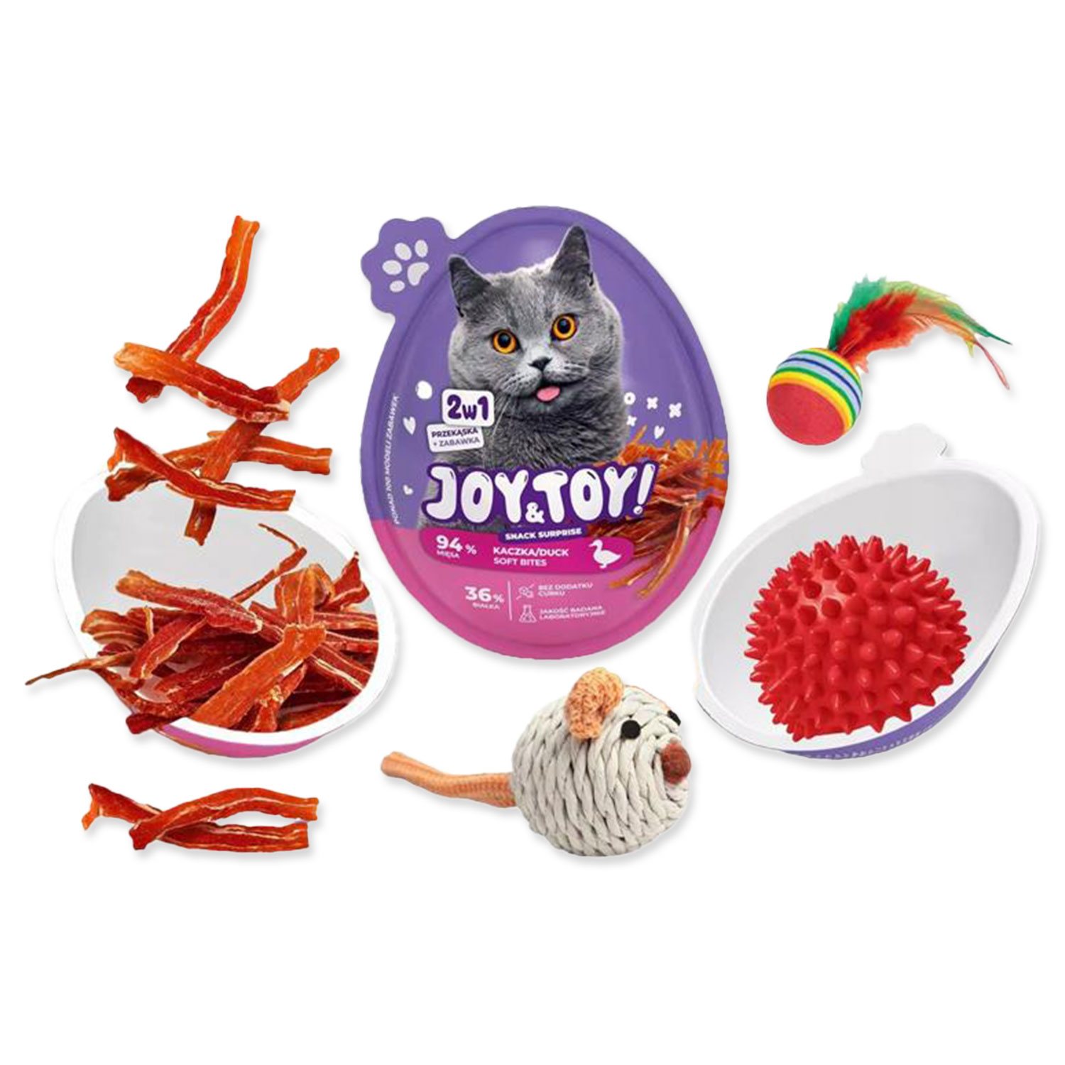 JOY&TOY Surprise egg + Snack pro kočky MIX /18/