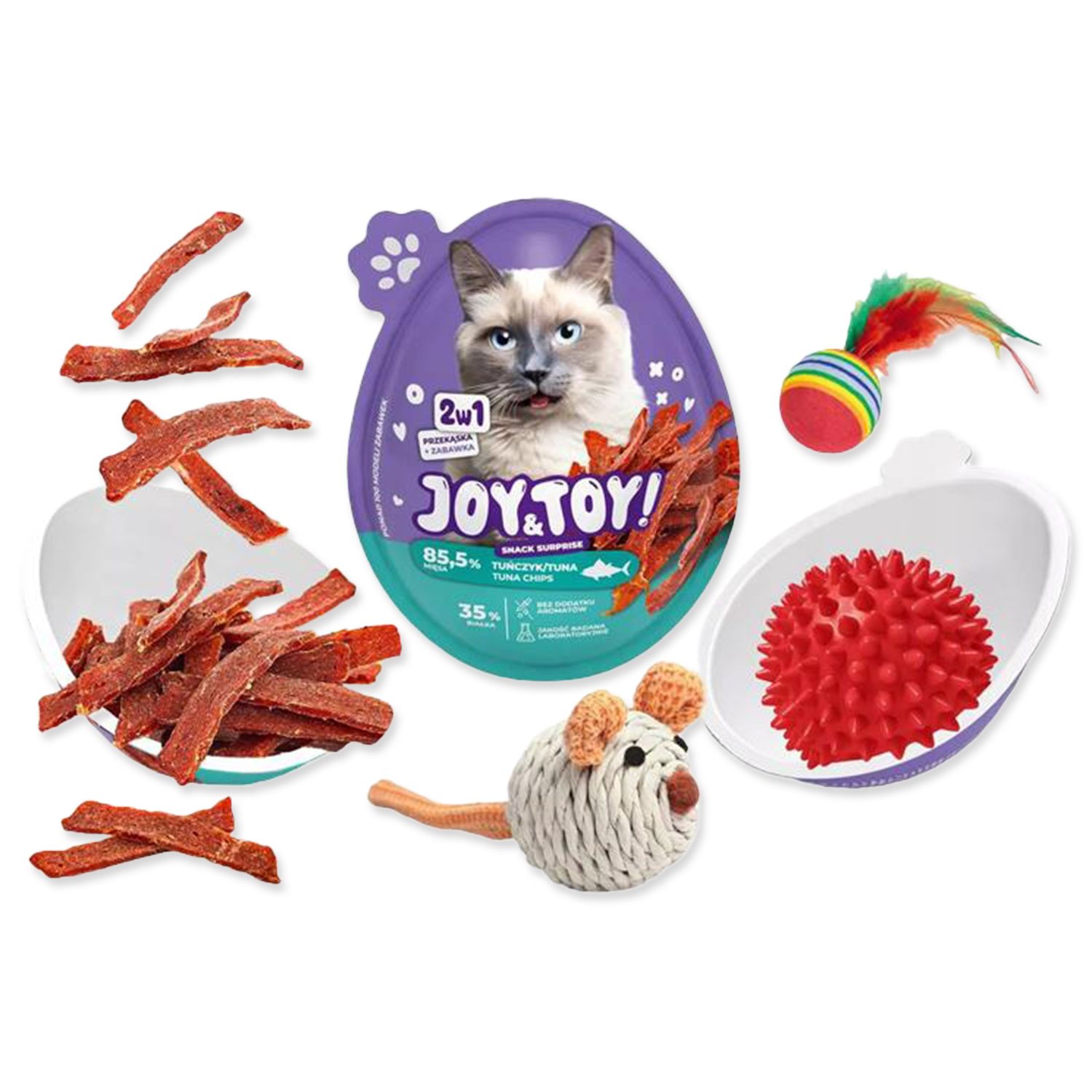 JOY&TOY Surprise egg + Snack pro kočky MIX /18/