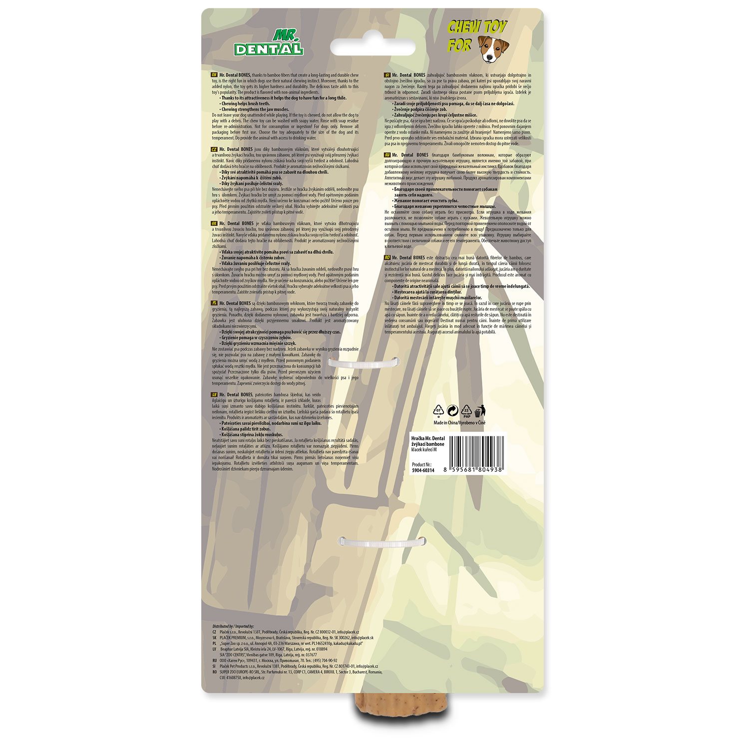 Hračka Mr. Dental žvýkací bambone klacek kuřecí M-KS