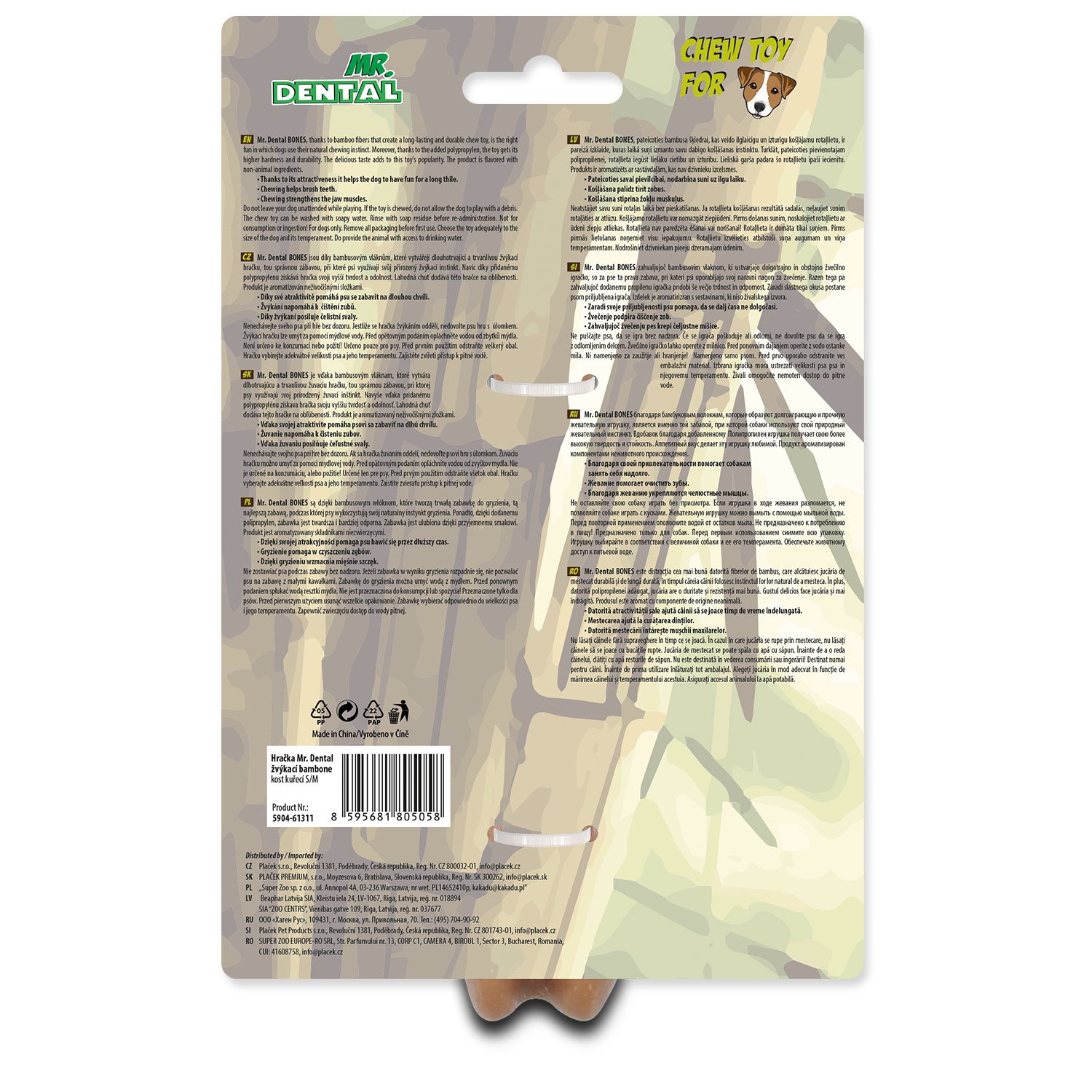 Hračka Mr. Dental žvýkací bambone kost kuřecí S/M-KS