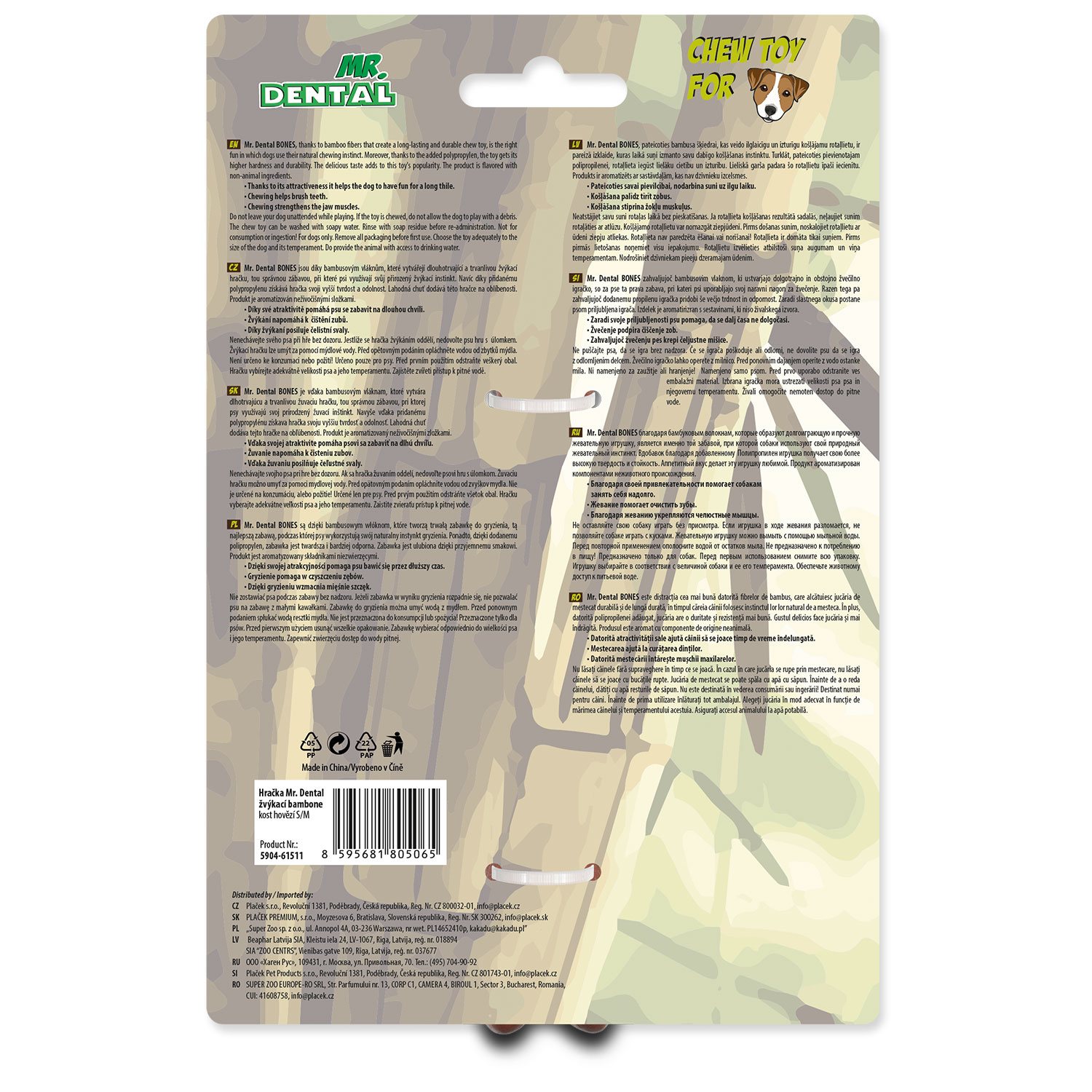 Hračka Mr. Dental žvýkací bambone kost hovězí S/M-KS