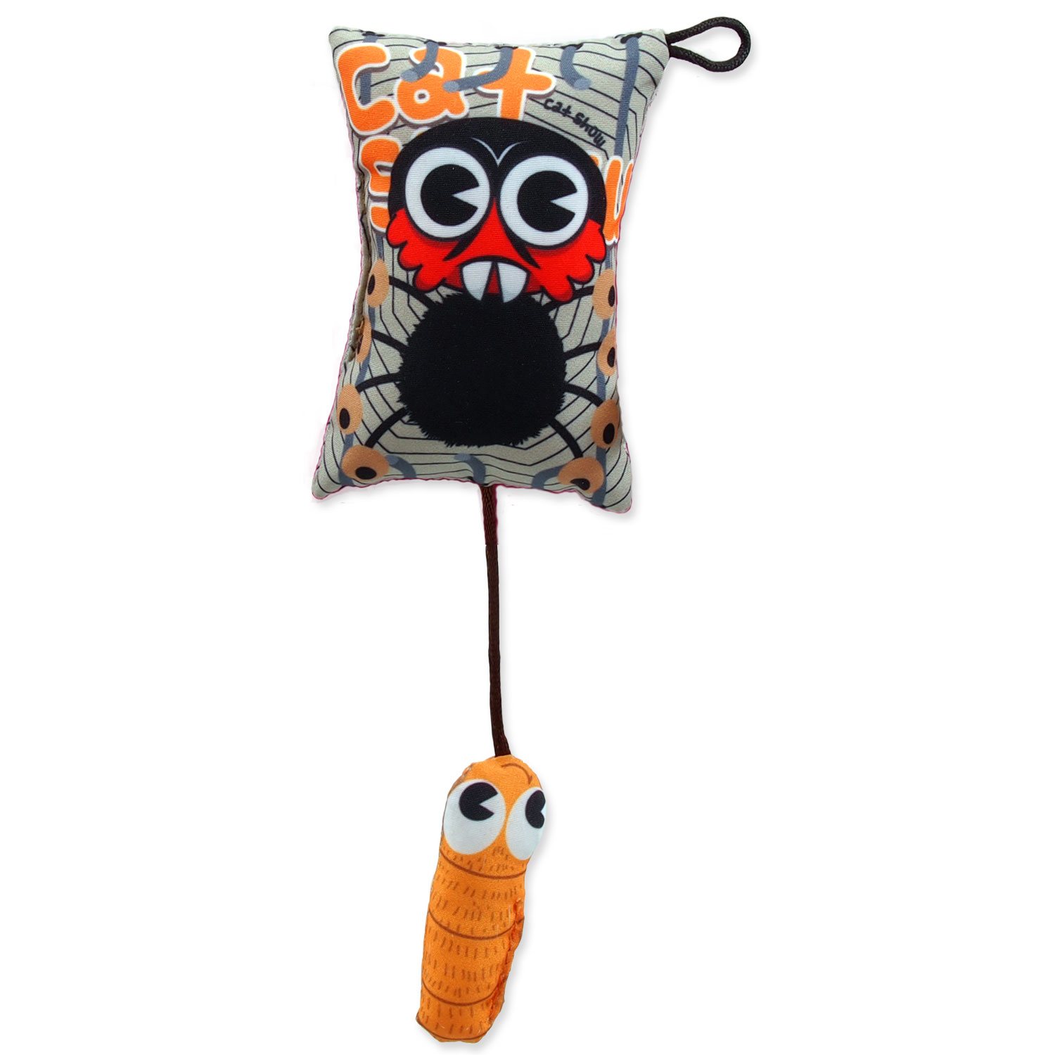 Hračka Let´s Play polštářek motiv pavouk s catnip 9cm-KS