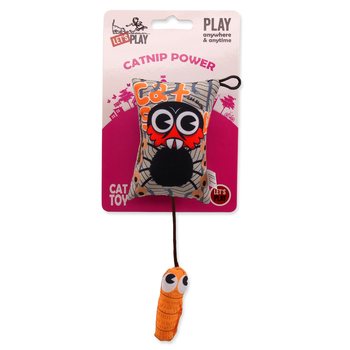 Hračka Let´s Play polštářek motiv pavouk s catnip 9cm-KS