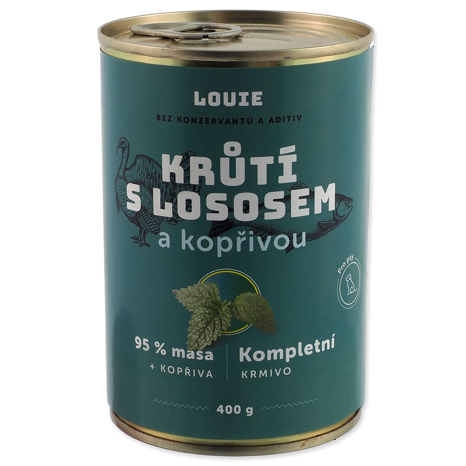 Konzerva LOUIE krůtí s lososem a kopřivou 400g