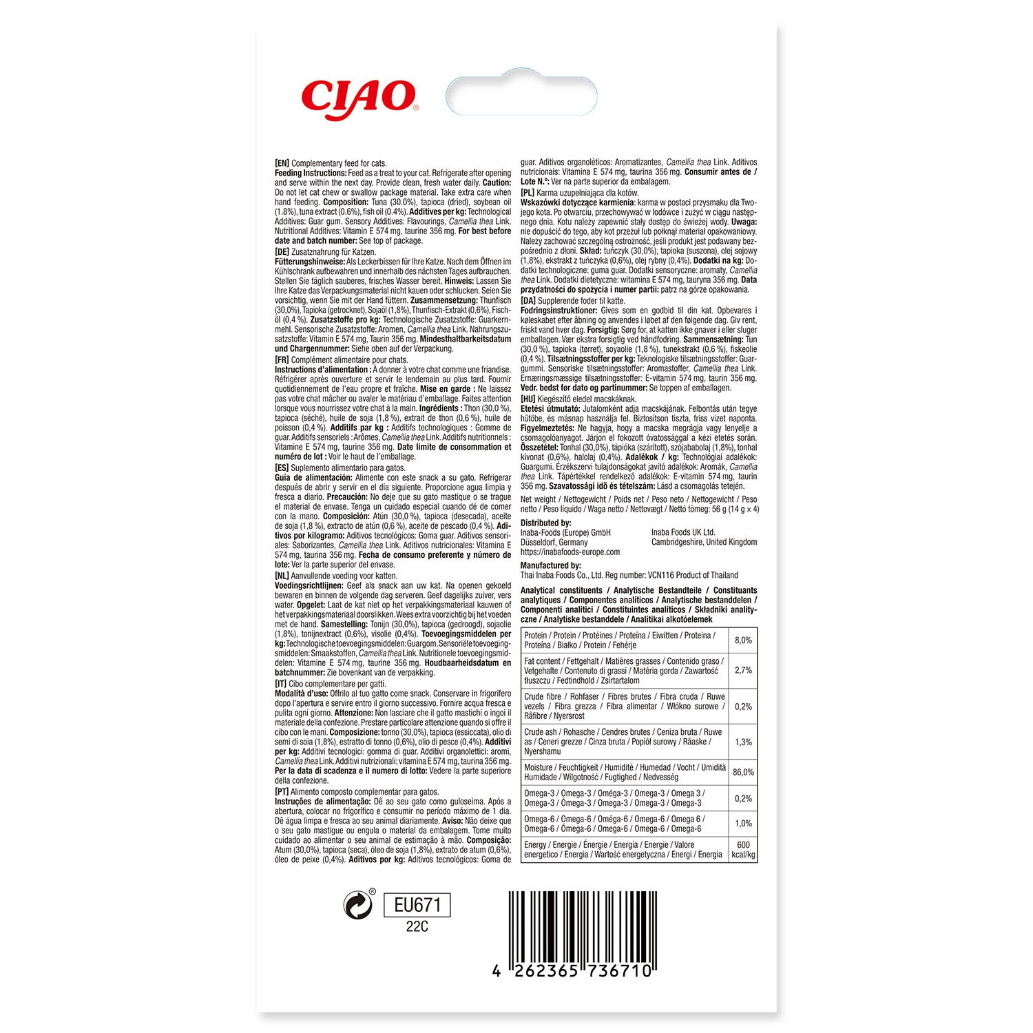 Pochoutka Churu Skin & Coat tuňák 4x14g-KS