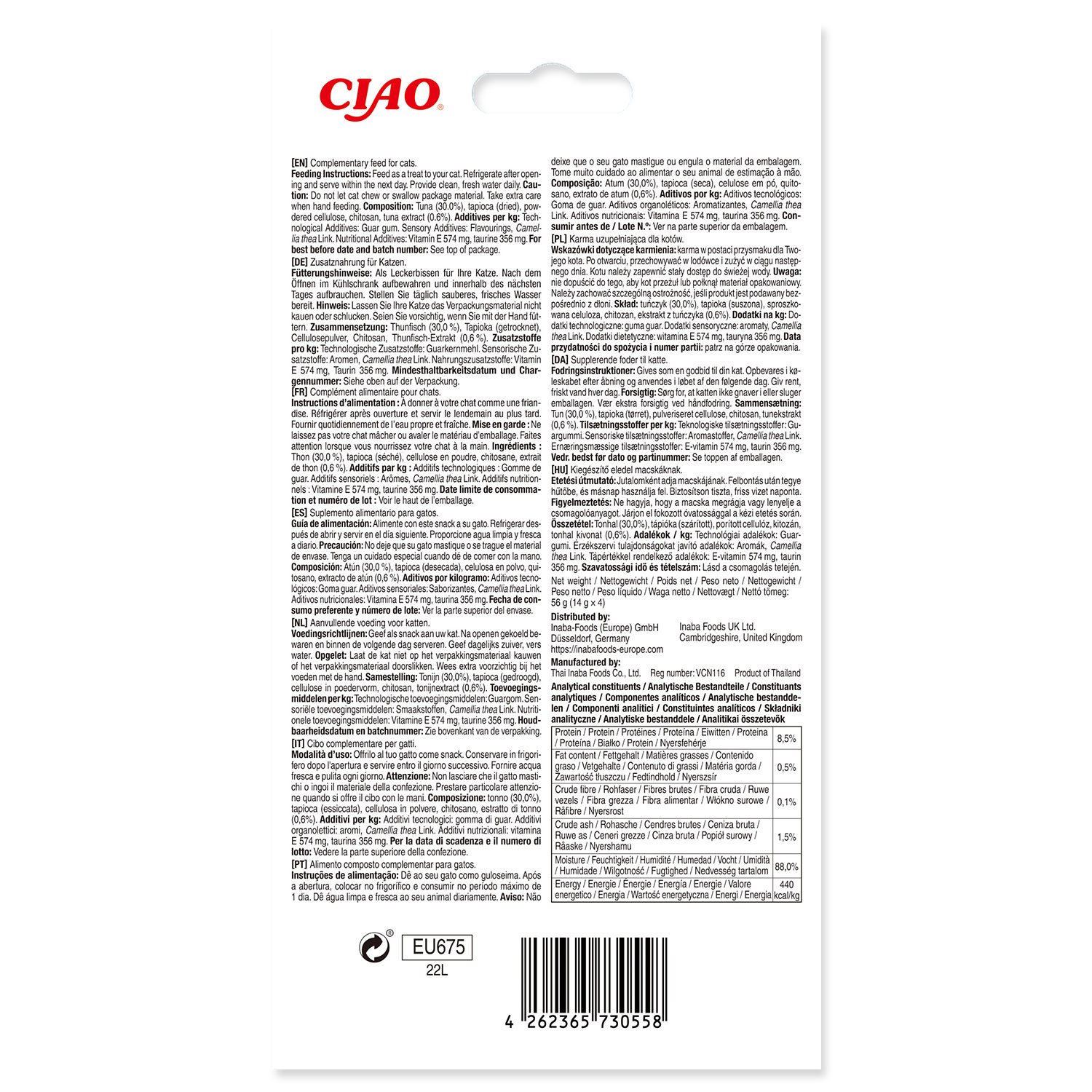 Pochoutka Churu Hairball tuňák 4x14g-KS