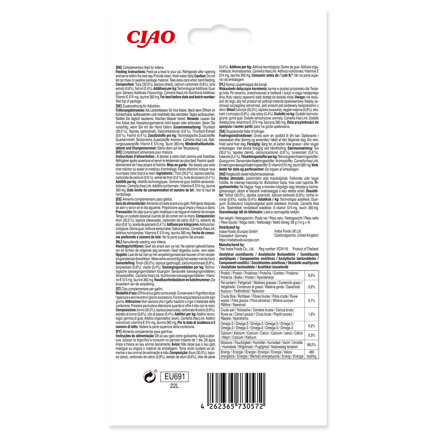 Pochoutka Churu Kitten tuňák 4x14g-KS