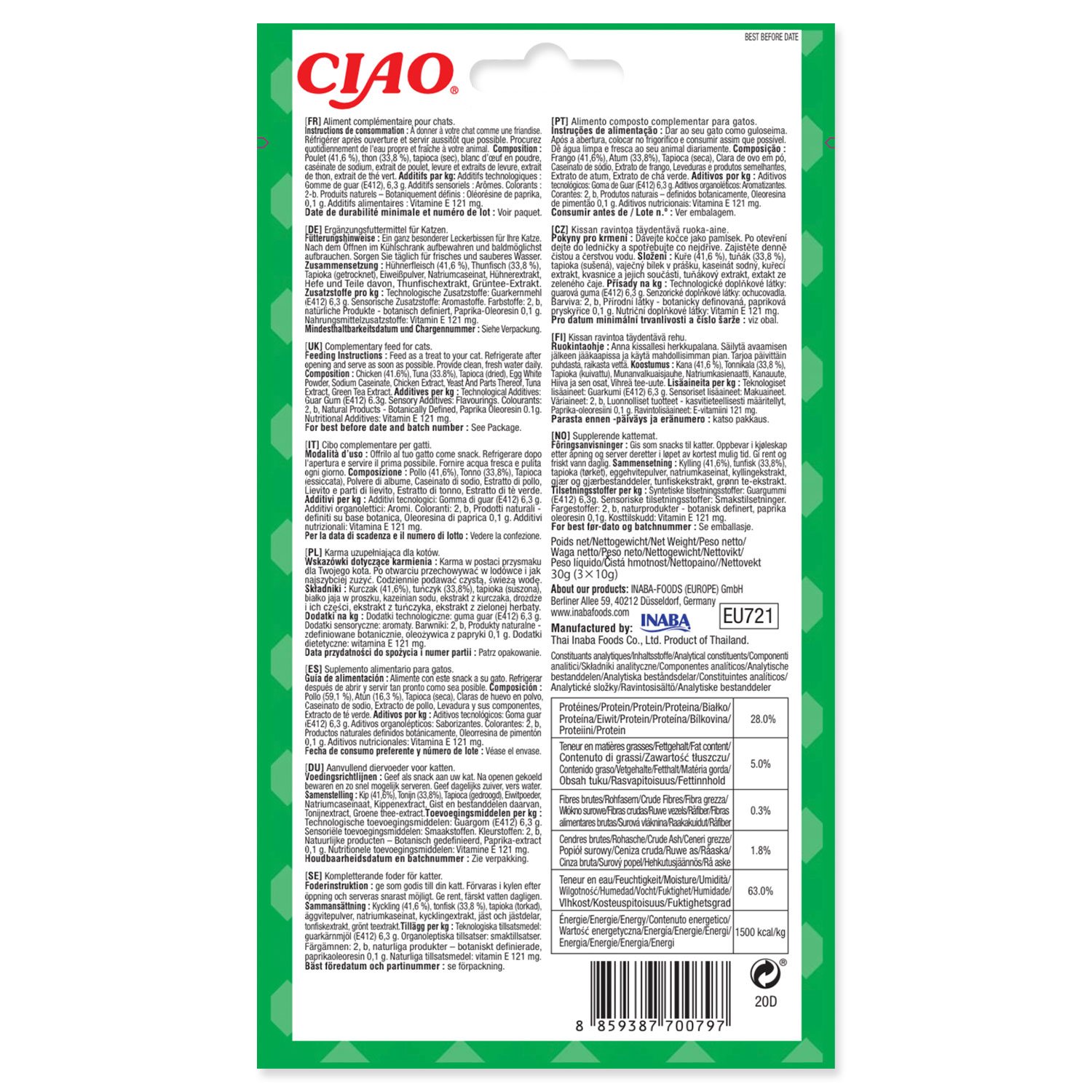 Pochoutka Churu Bites wraps kuře & tuňák 3x10g-KS