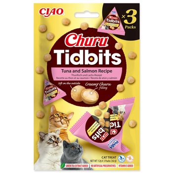 Pochoutka Churu Tidbits tuňák a losos 3x12g-KS
