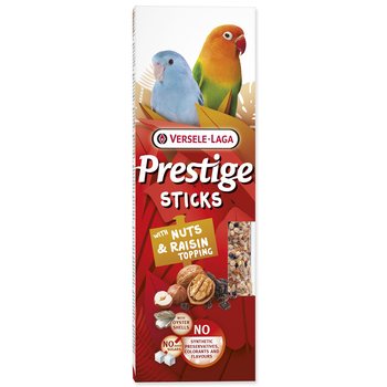 Tyčinky Versele-Laga  Prestige malý papoušek s ořechy a rozinkovou polevou 60g 2ks-KARTON