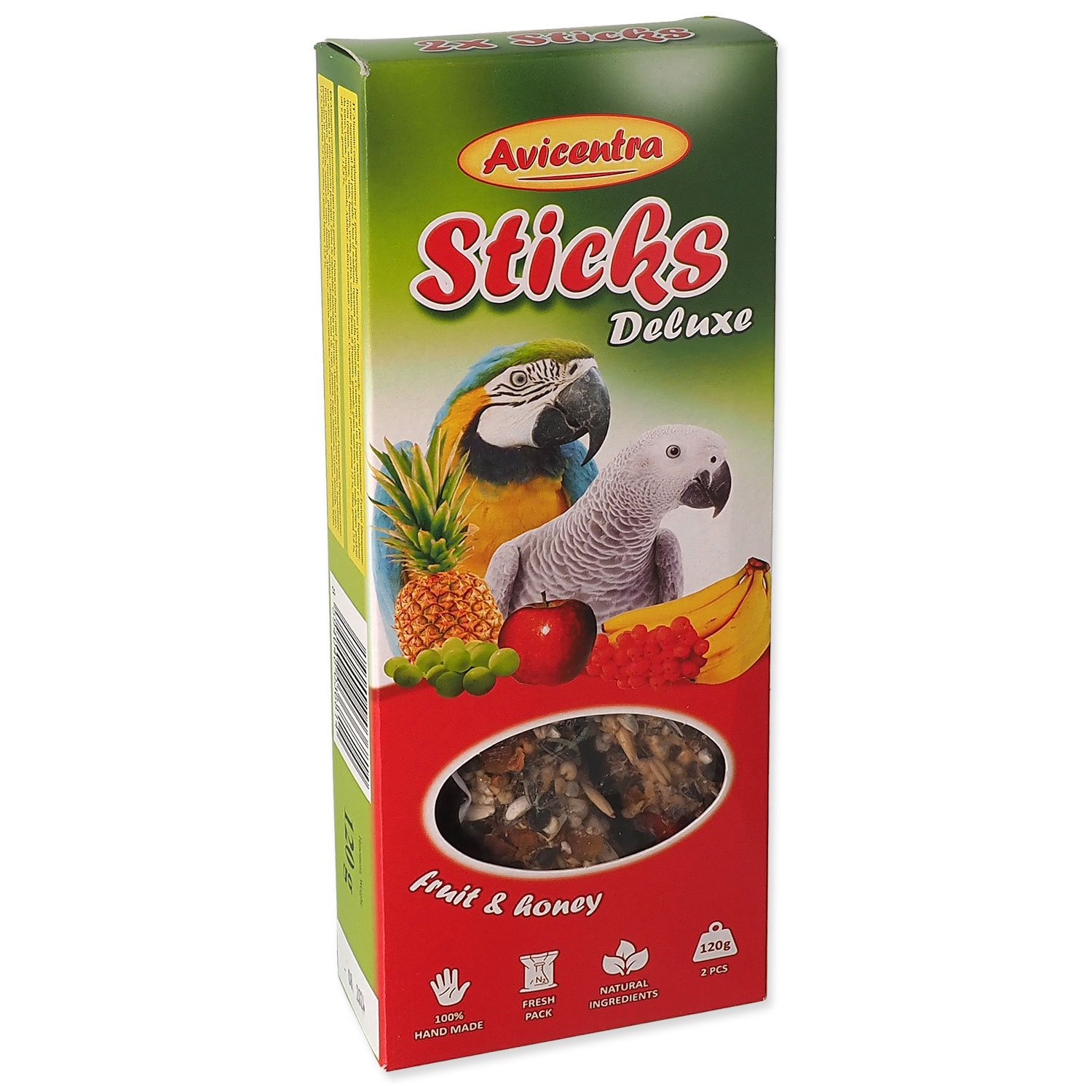 Tyčinka Avicentra Deluxe velký papoušek, s ovocem a medem 2ks-KS