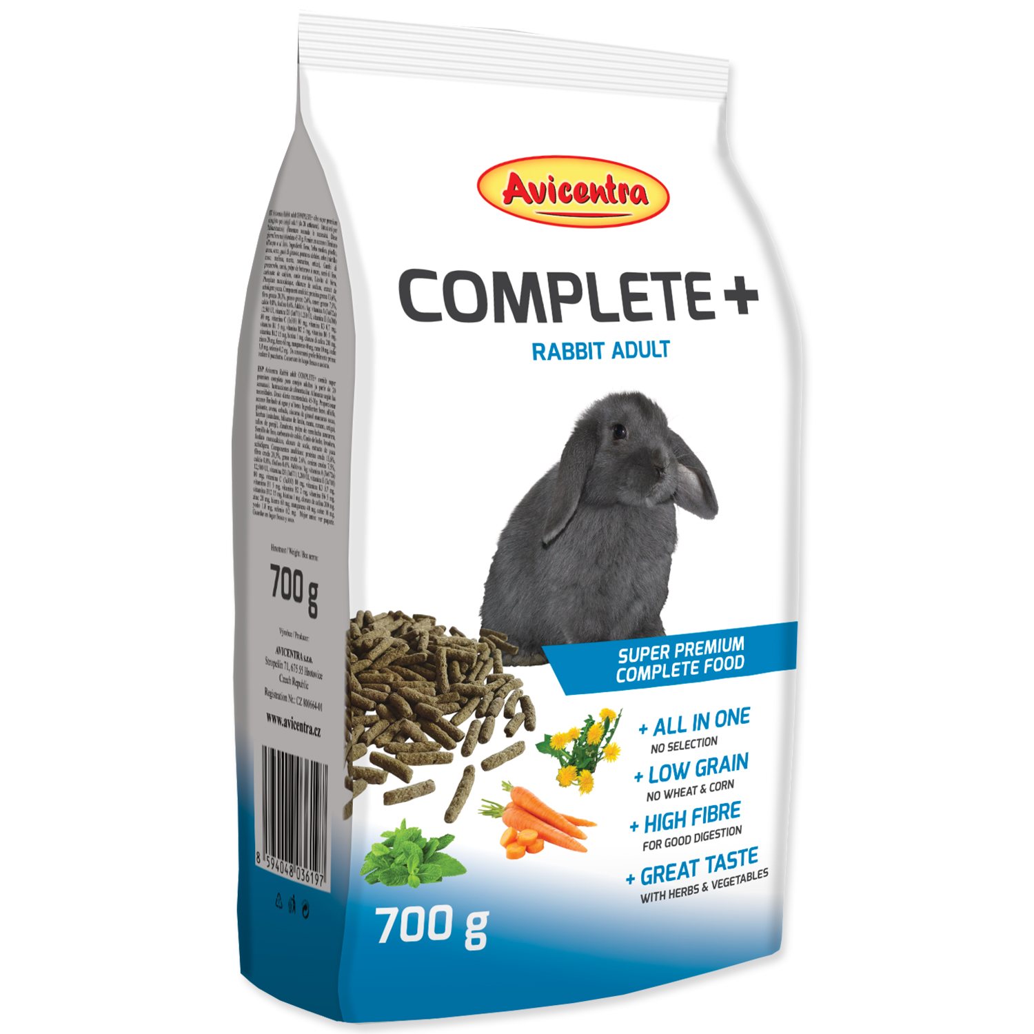 Krmivo Avicentra COMPLETE+ králík adult 700g-KS