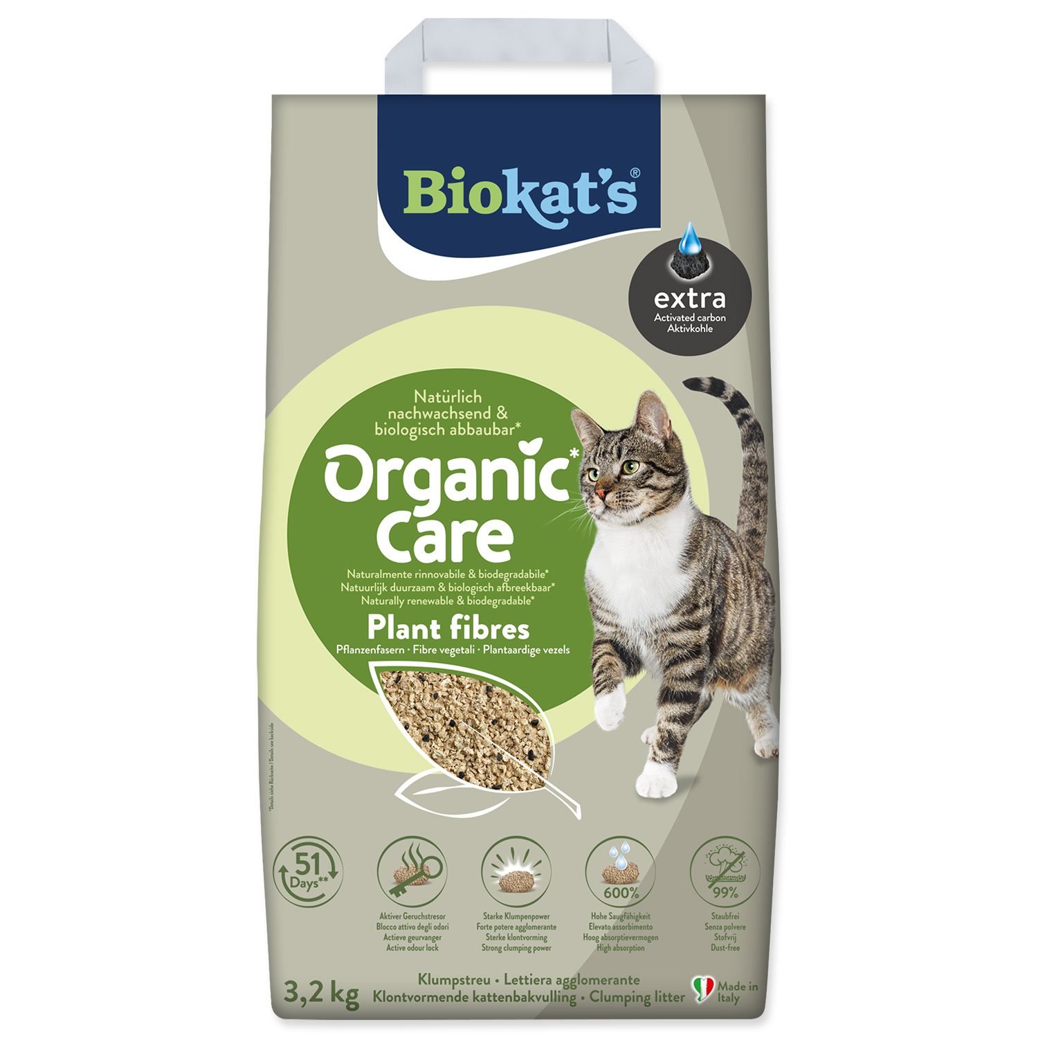 Podestýlka Biokat's Organic Care Plant Fibres Extra 3,2kg-KS