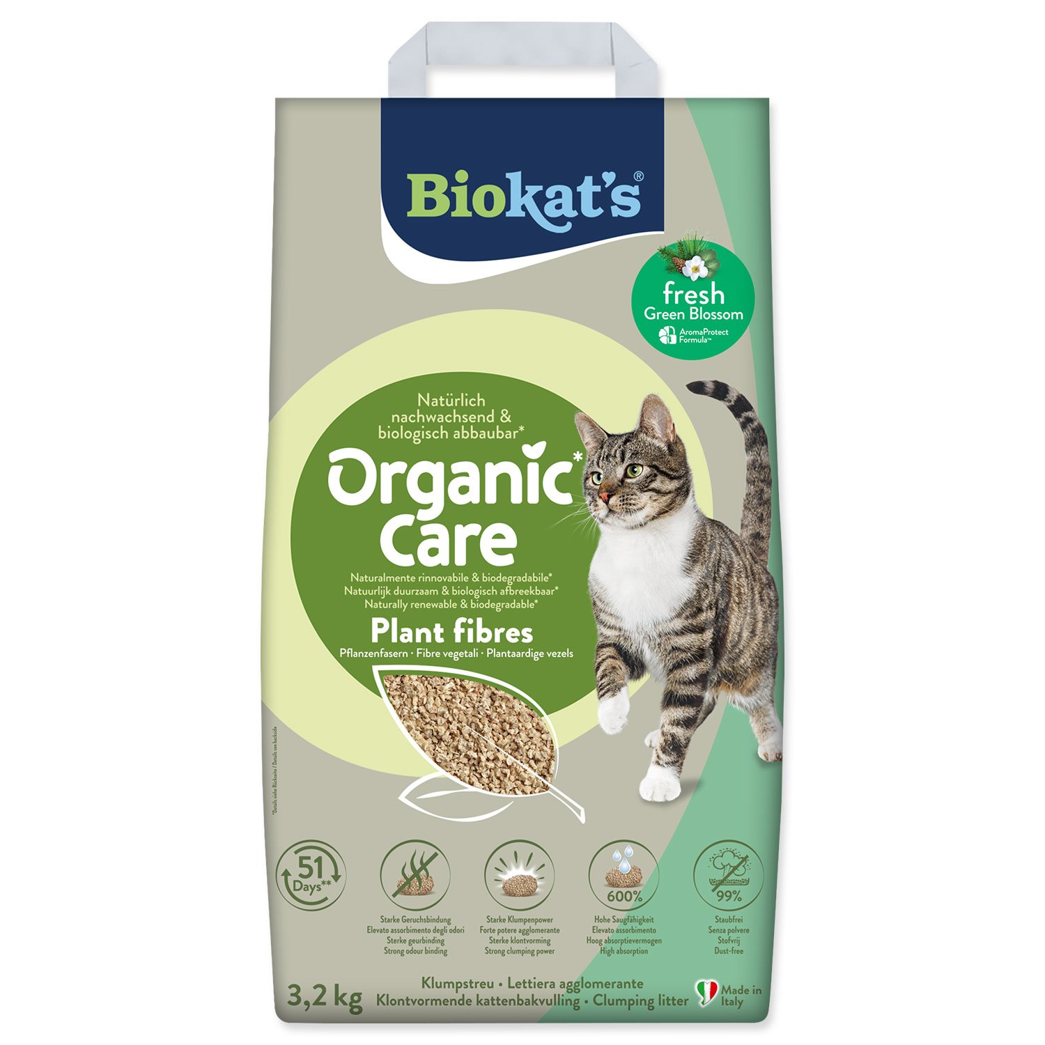 Podestýlka Biokat's Organic Care Plant Fibres Fresh 3,2kg-KS