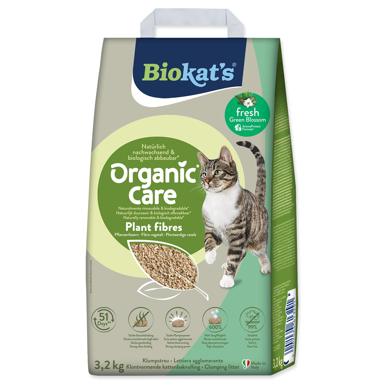 Podestýlka Biokat's Organic Care Plant Fibres Fresh 3,2kg-KS
