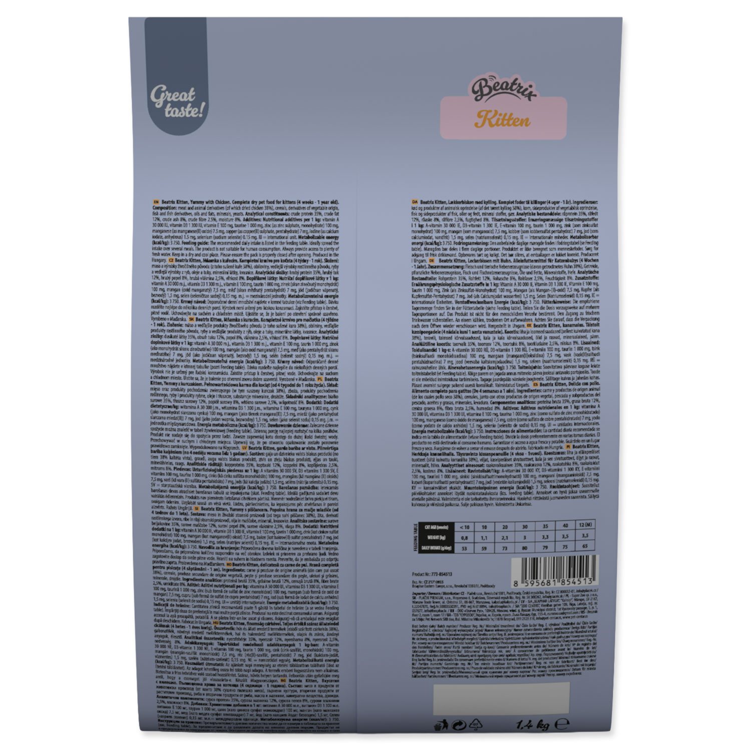 Krmivo Beatrix Kitten s kuřecím 1,4kg-KS