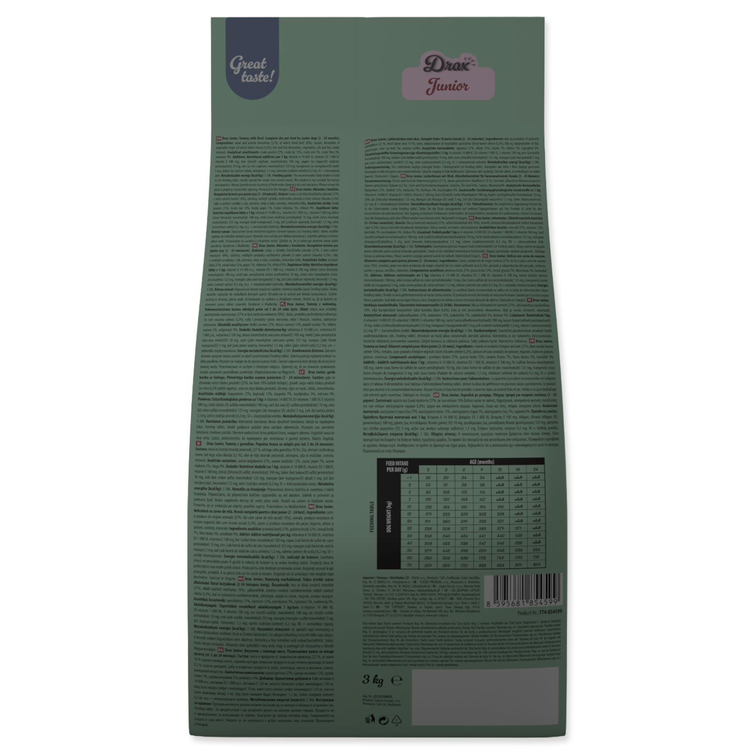Krmivo Drax Junior s hovězím 3kg-KS