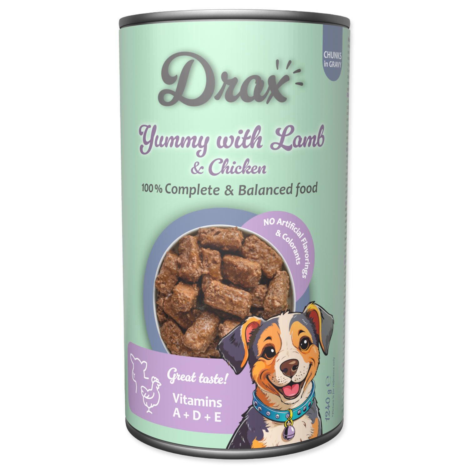 Konzerva Drax Adult s jehněčím a kuřecím 1240g-KS