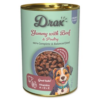 Konzerva Drax Adult s hovězím a drůbežím 415g-KS