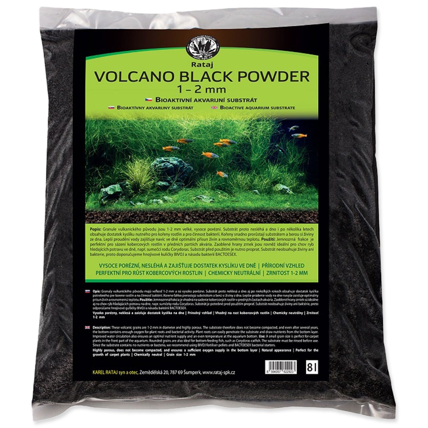 Substrát Rataj Volcano Black Powder 8ll