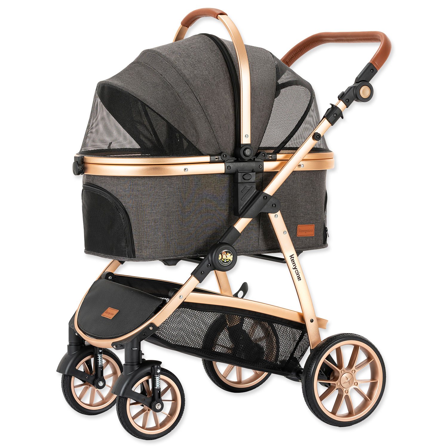 Kočárek Kenyone 60x69x106cm tmavě šedý, zlatá konstrukce -KS
