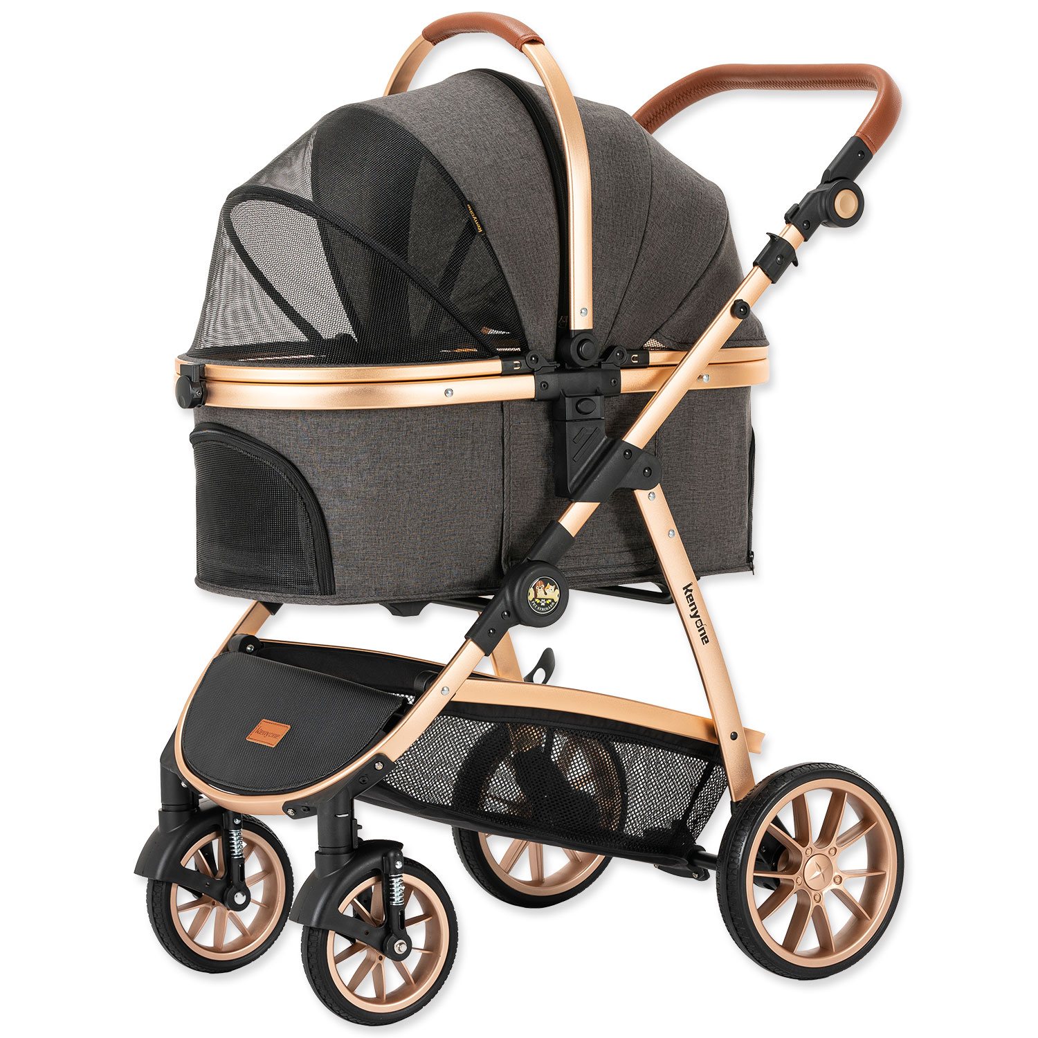Kočárek Kenyone 60x69x106cm tmavě šedý, zlatá konstrukce -KS