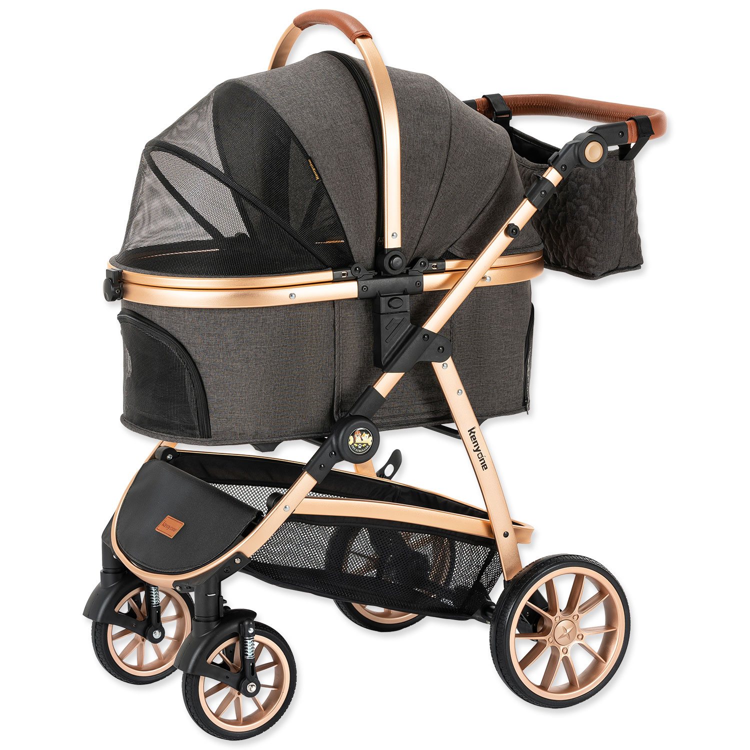 Kočárek Kenyone 60x69x106cm tmavě šedý, zlatá konstrukce -KS