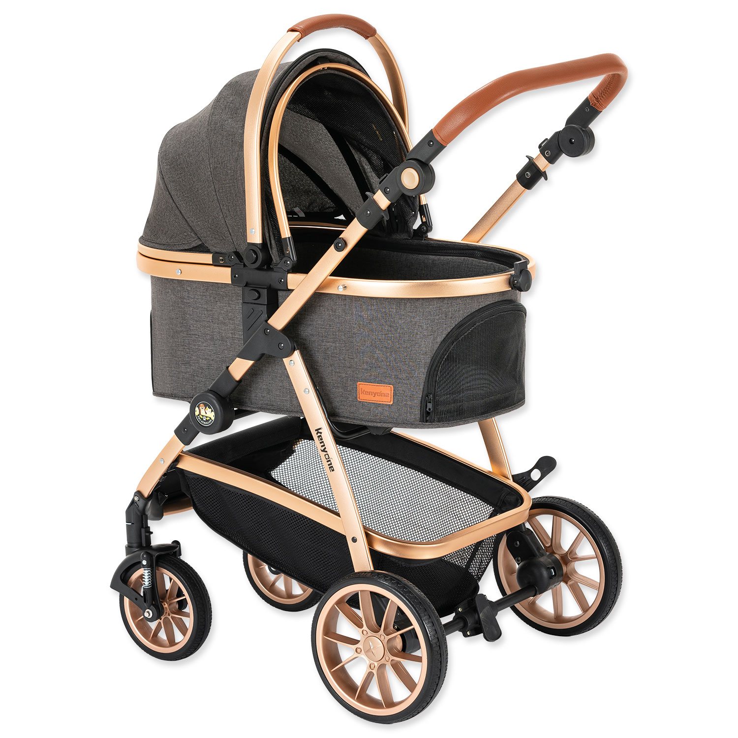 Kočárek Kenyone 60x69x106cm tmavě šedý, zlatá konstrukce -KS