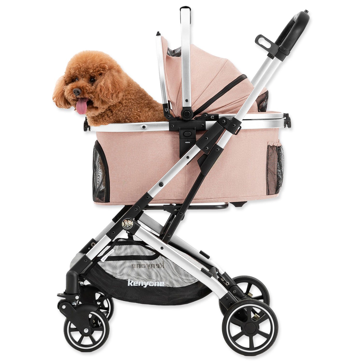 Kočárek Kenyone 56x73x103cm růžový, stříbrná konstrukce-KS