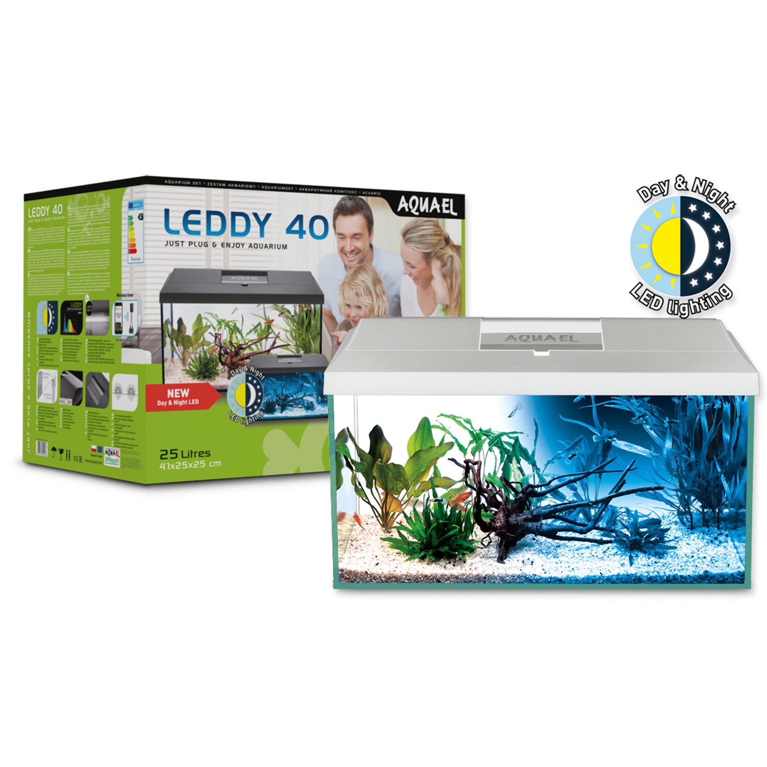 Akvarijní set Aquael LEDDY LED Day & Night bílý 41x25x25cm 25l-KS