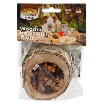 Pochoutka Miska Nature Land Nibble plněná ovocem dřevěná 120g-KS