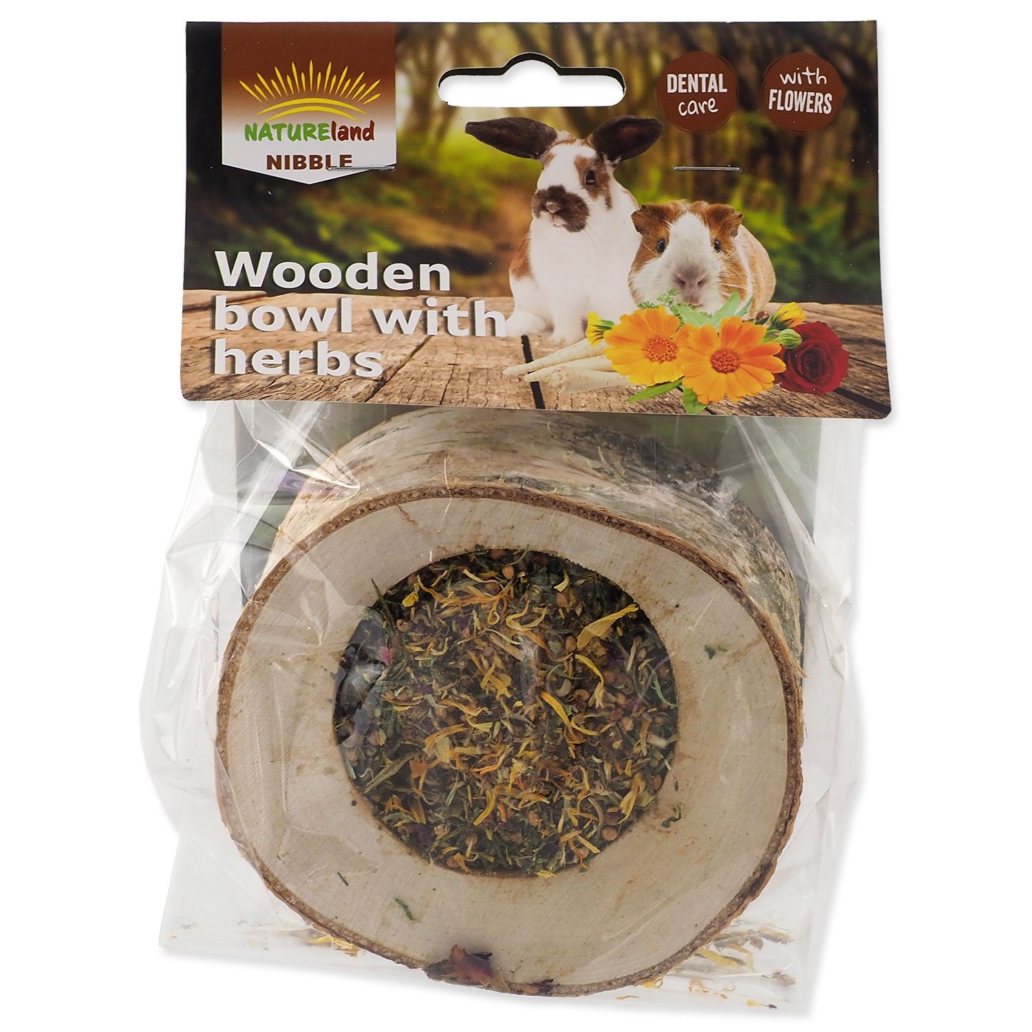 Pochoutka Nature Land Nibble miska plněná bylinkami dřevěná 120g-KS